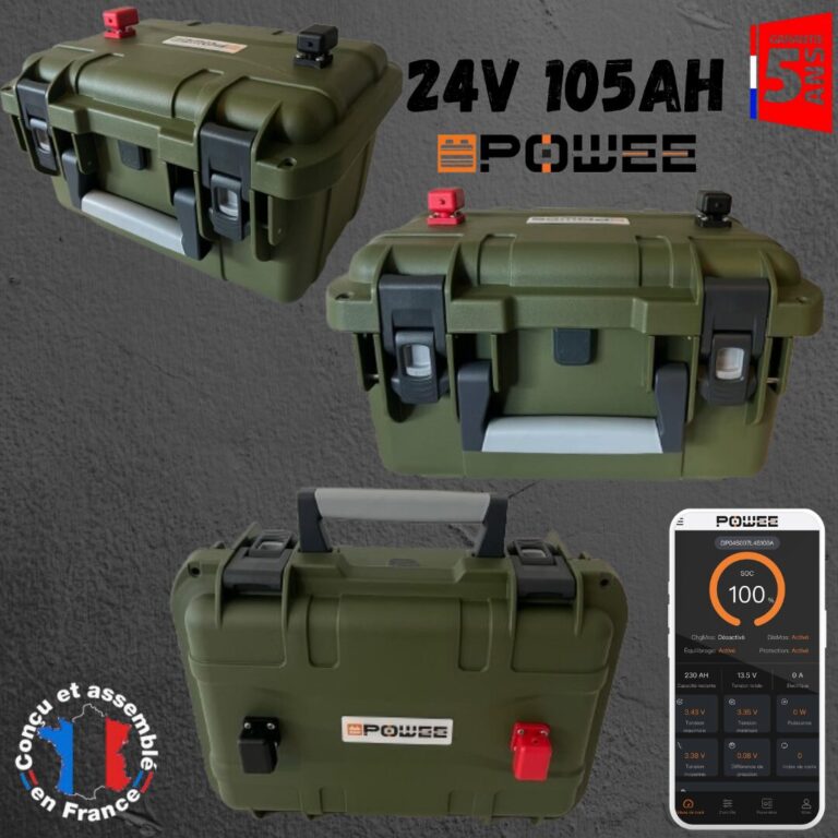 Batterie lithium (LiFePO4) 24V 105Ah Powee